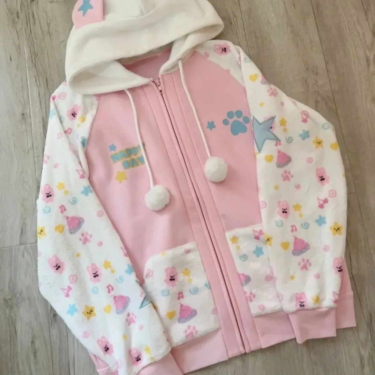 Kawaii Harajuku Zip Hoodie with Bunny Ears - Best Sellers - Hoodie - 1
