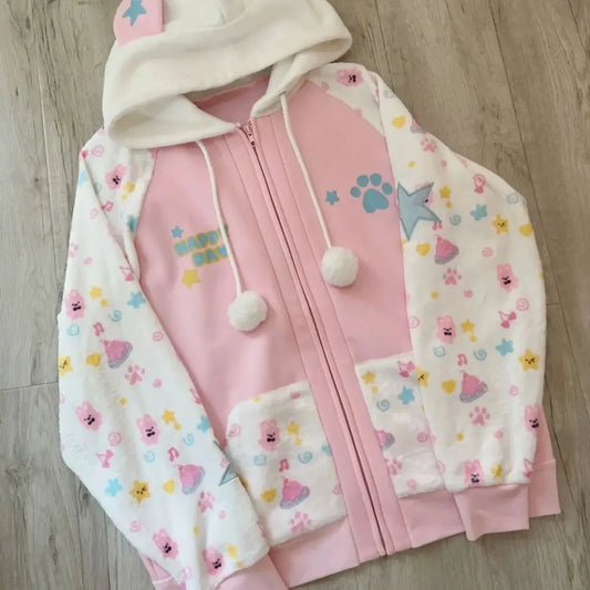Kawaii Harajuku Zip Hoodie with Bunny Ears - Best Sellers - Hoodie - 7