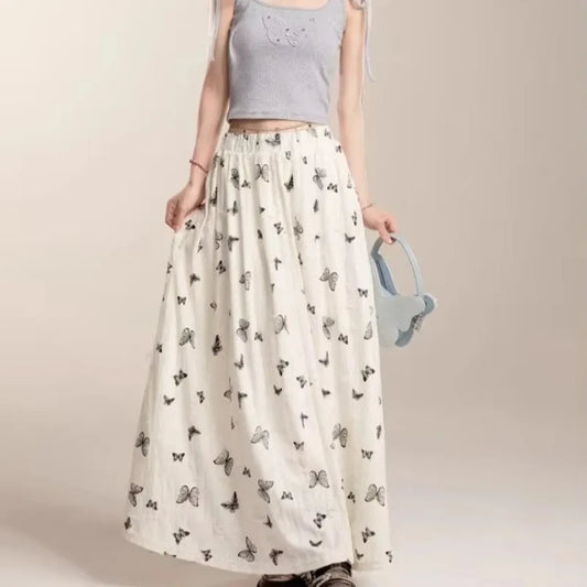 Fairycore Butterfly Print Ruffle Maxi Skirt - Best Sellers - Skirts - 7
