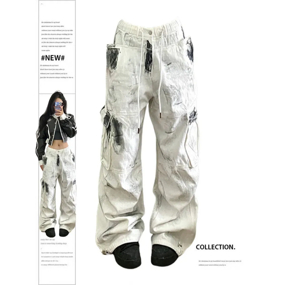 Y2K Vintage White Cargo Jeans - High Waist - Best Sellers - 1