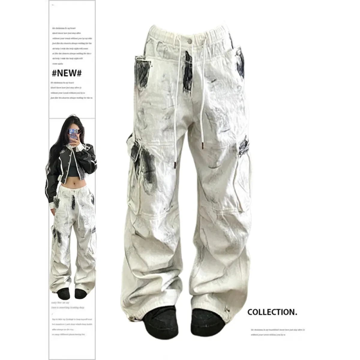 Y2K Vintage White Cargo Jeans - High Waist - Best Sellers - 1