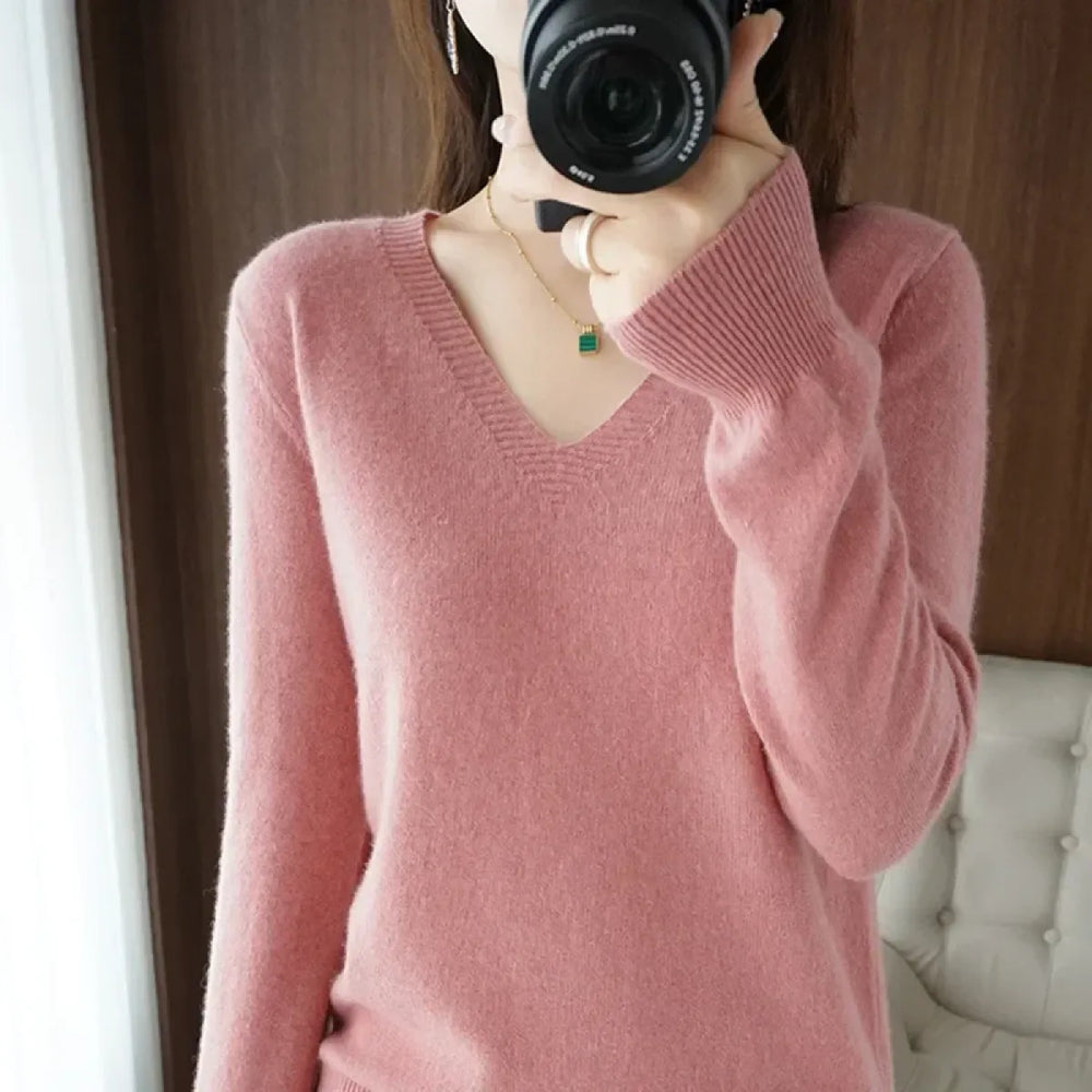 Cashmere Knit V-Neck Pullover with Lace Detail - Best Sellers - Sweater / Pullover - 1