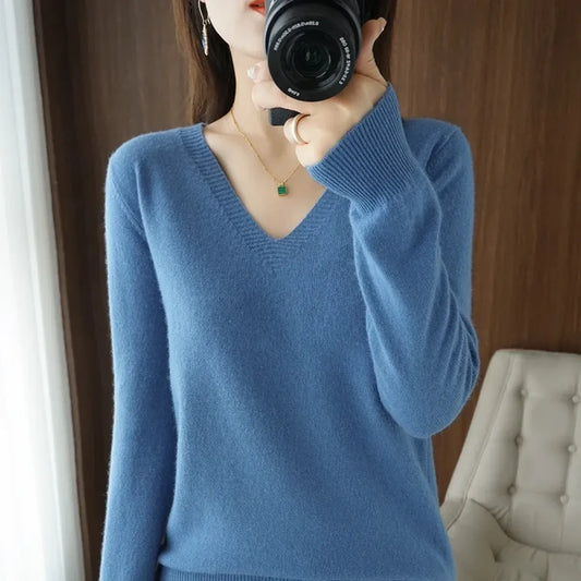 Cashmere Knit V-Neck Pullover with Lace Detail - Best Sellers - Sweater / Pullover - 16