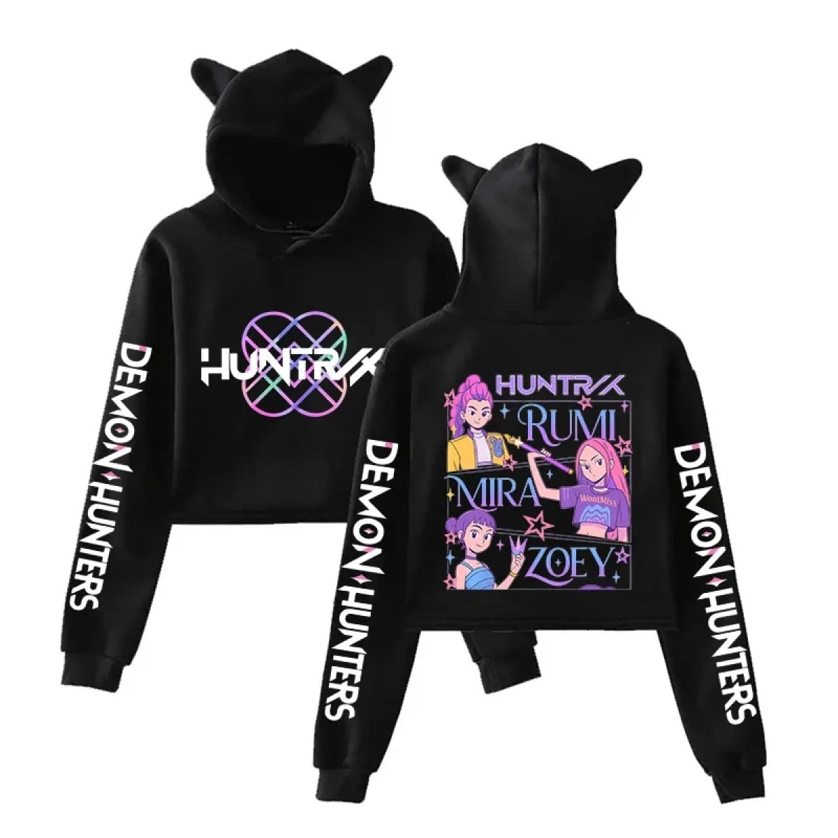 Kawaii Demon Hunters Cat Ear Crop Hoodie - Best Sellers - Hoodie - 1