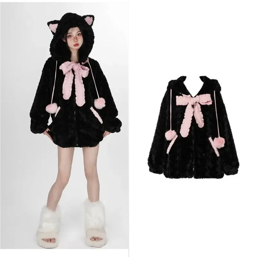 Kawaii Fuzzy Cat Ear Hoodie - Best Sellers - Women’s Hoodies - 1