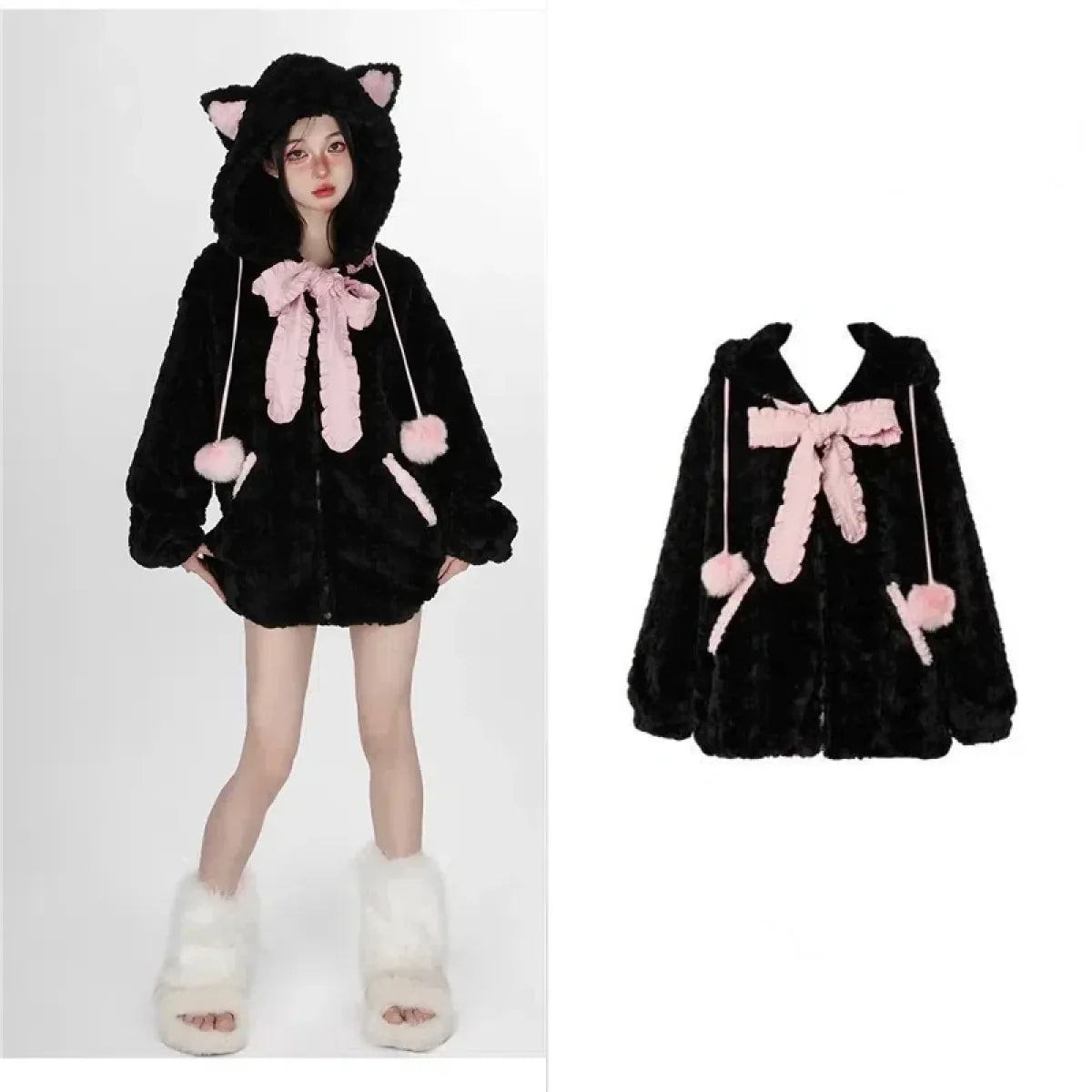 Kawaii Fuzzy Cat Ear Hoodie - Best Sellers - Women’s Hoodies - 1