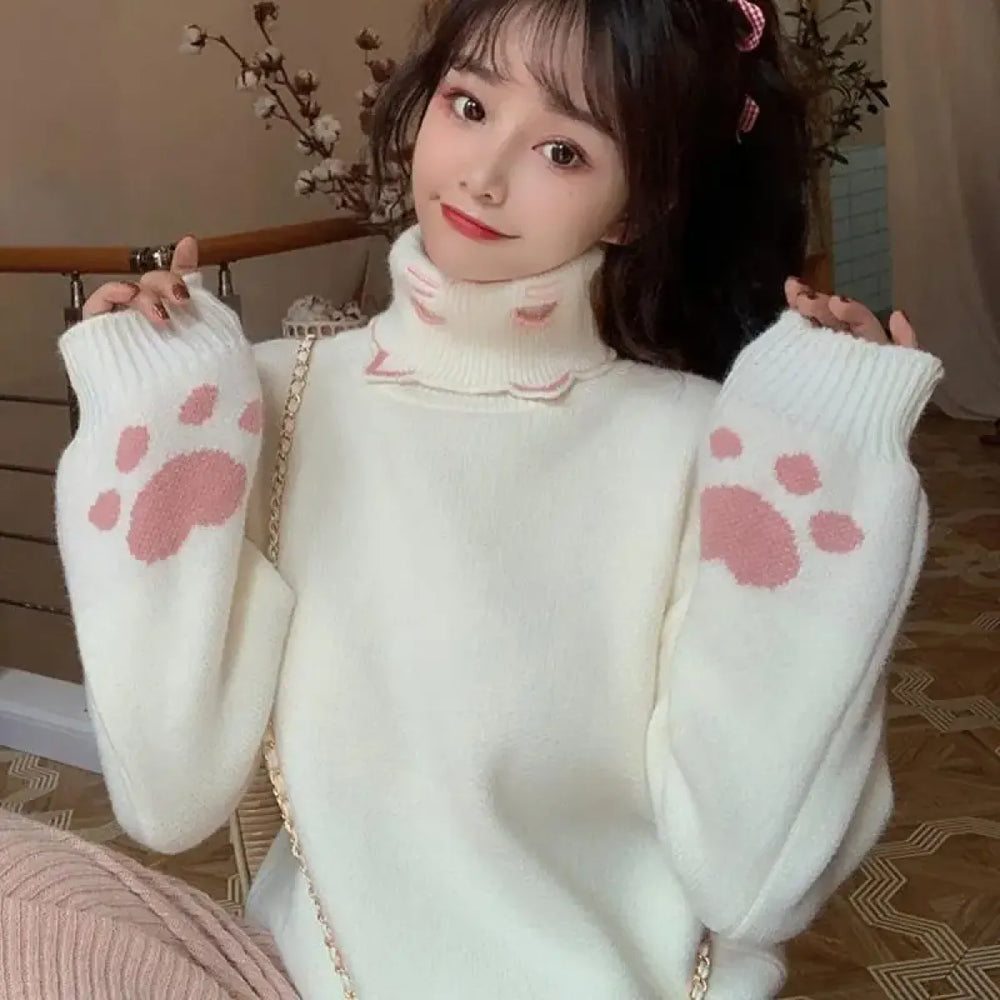 Kawaii Cat Paw Knit Sweater - Best Sellers - Sweaters - 1