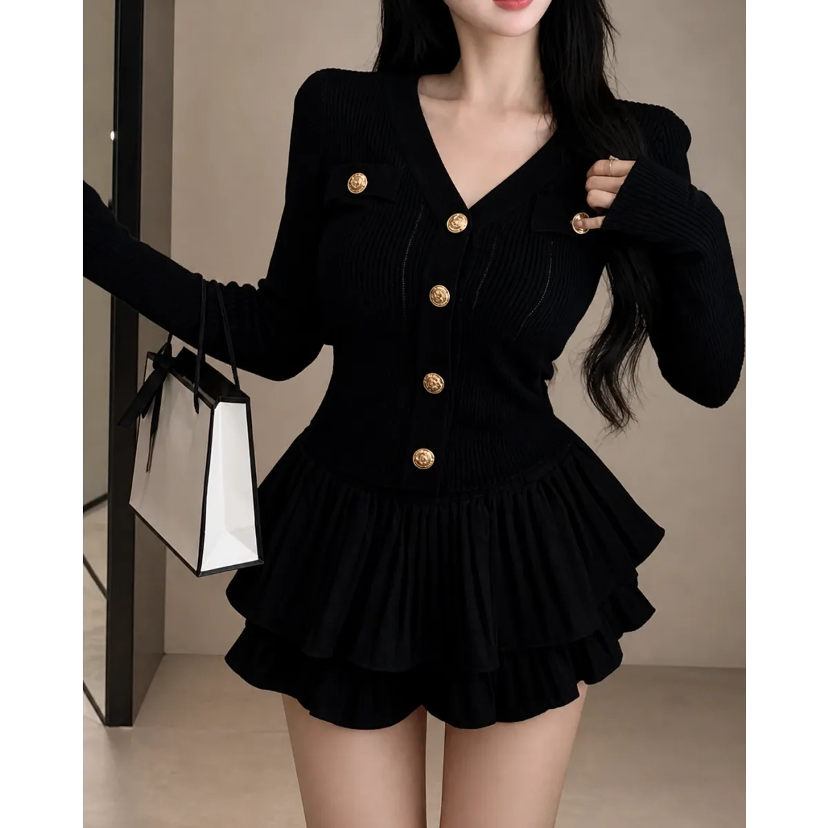 Y2K Kawaii Knitted Two-Piece Set – Elegant Mini Skirt Suit - Best Sellers - Short - Round - Clothing Sets - 1