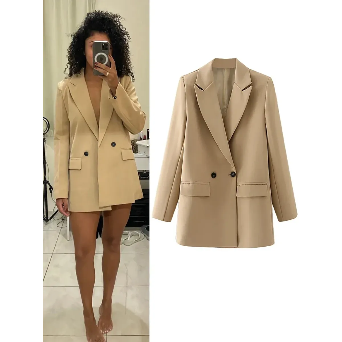Chic Oversized Blazer for Women - Early Spring Collection - Long - Asymmetric - Women’s Jackets - 1