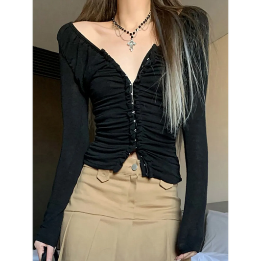 Coquette Ruched T-shirt With Hooks - Best Sellers - 7