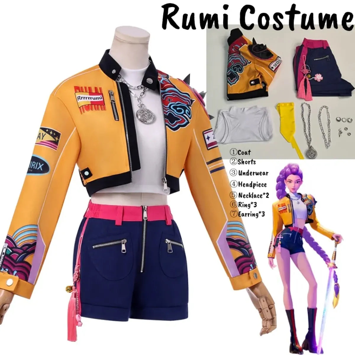 Rumi Demon Hunter Cosplay Set with Jacket & Shorts - Best Sellers - Cosplay - 7