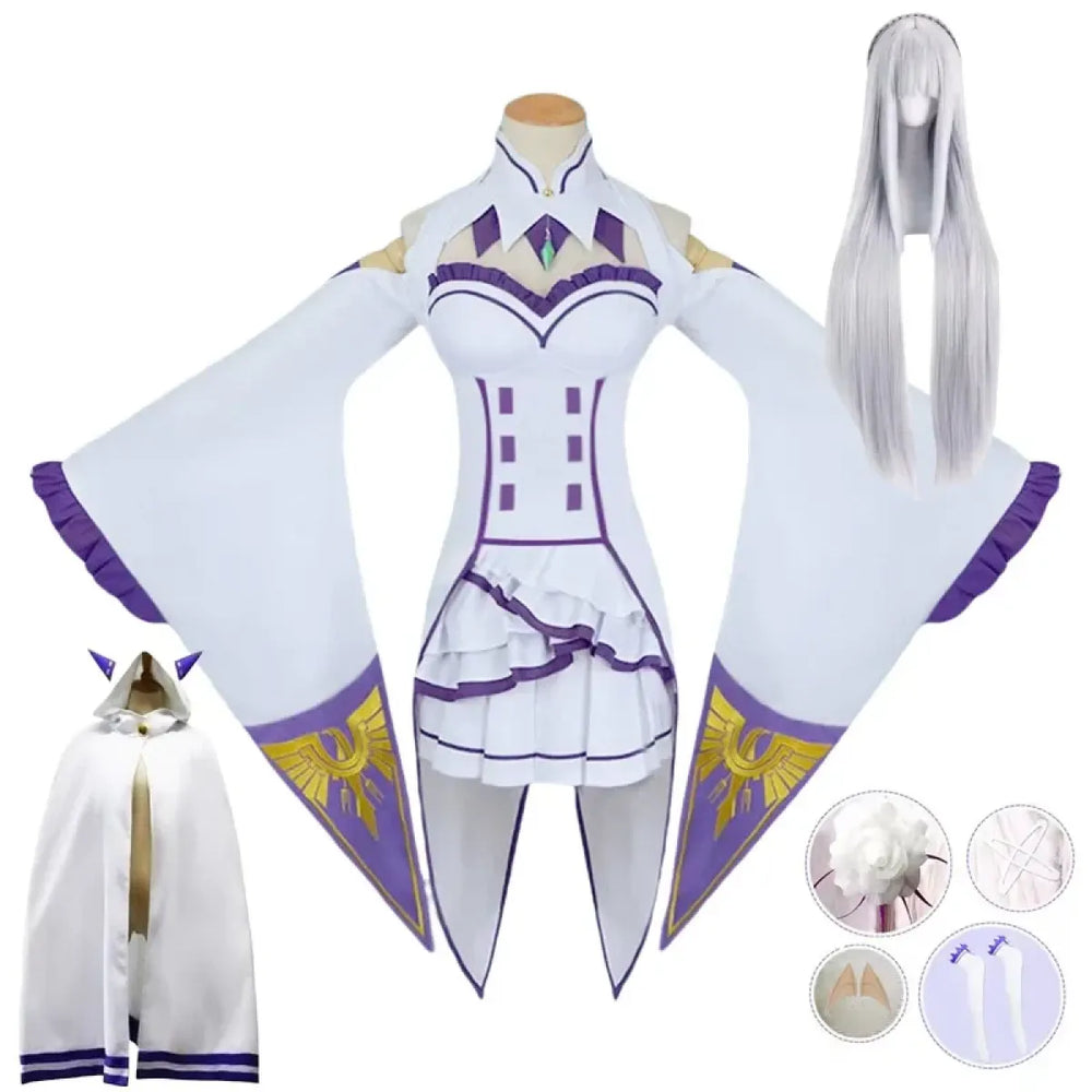 Emilia Re:Zero Cosplay Costume Set with Wig - Accessories - Cosplay - 1