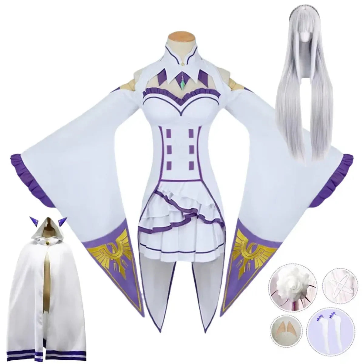 Emilia Re:Zero Cosplay Costume Set with Wig - Accessories - Cosplay - 1