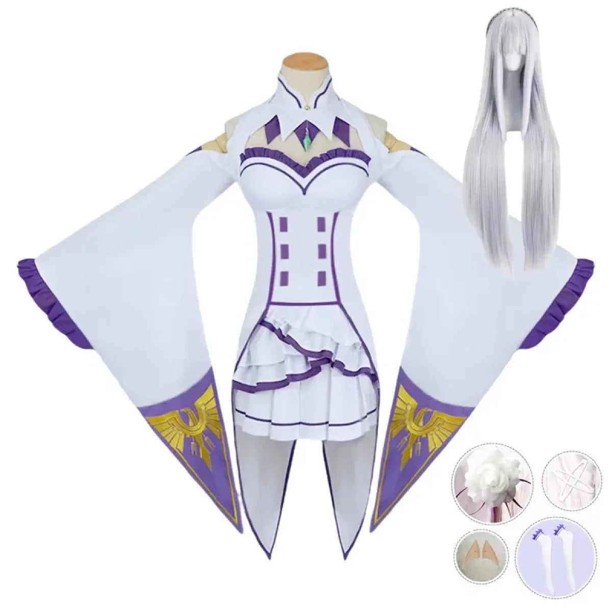 Emilia Re:Zero Cosplay Costume Set with Wig - Accessories - Cosplay - 10