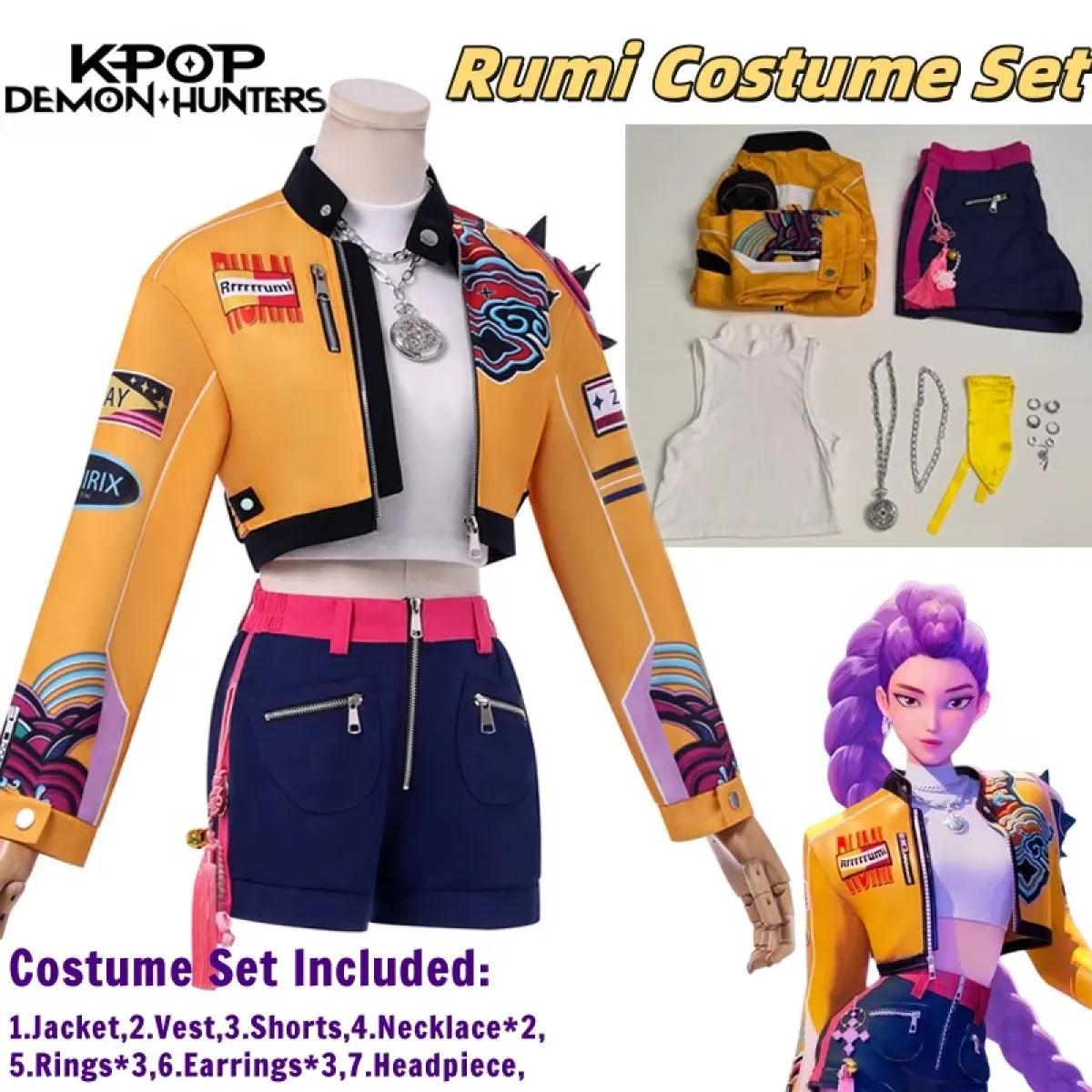 Rumi Kpop Demon Hunters Cosplay Set with Wig - Anime - Cosplay - 8