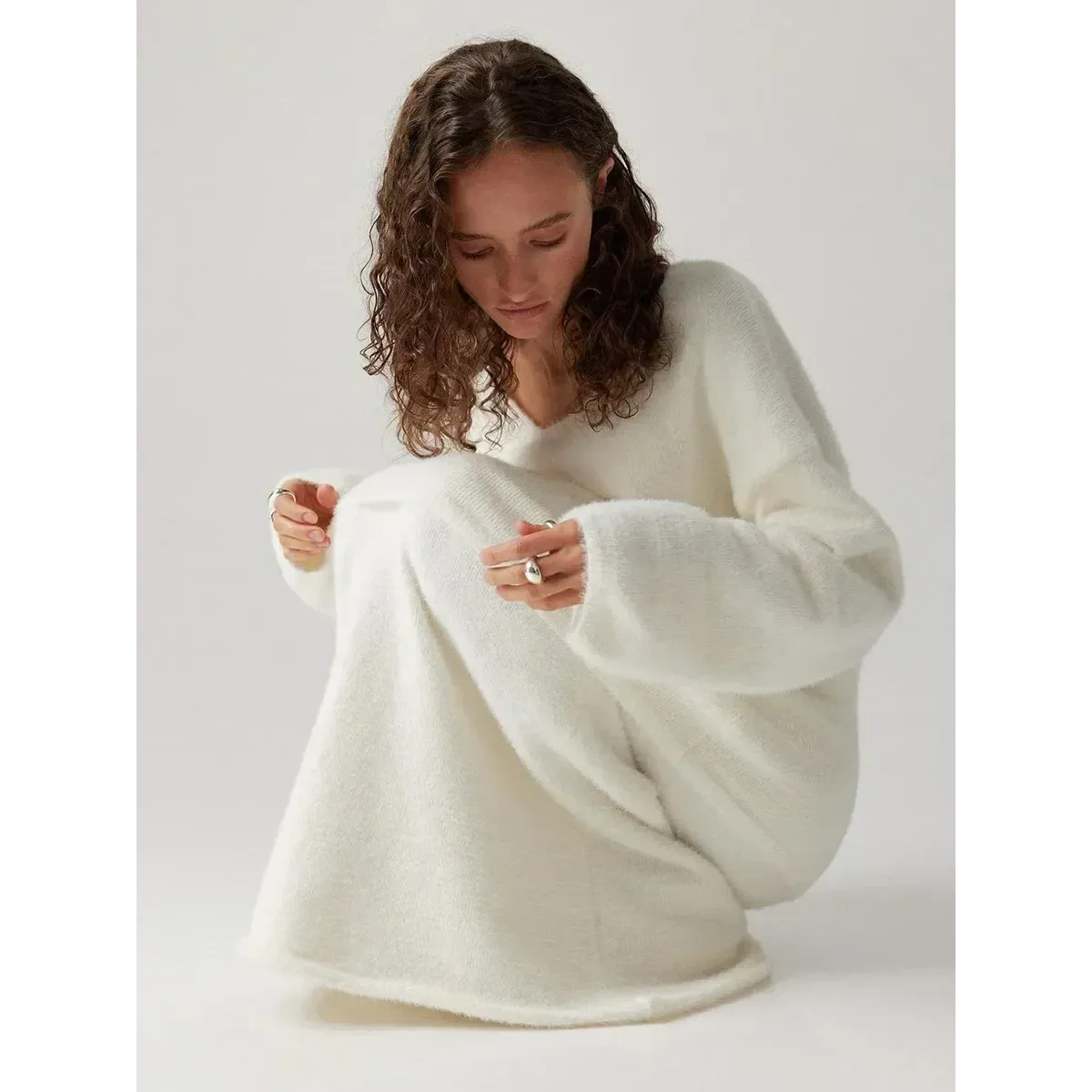 Cozy Knit V-Neck Sweater & Skirt Set - Best Sellers - Sets / Co-ords - 1