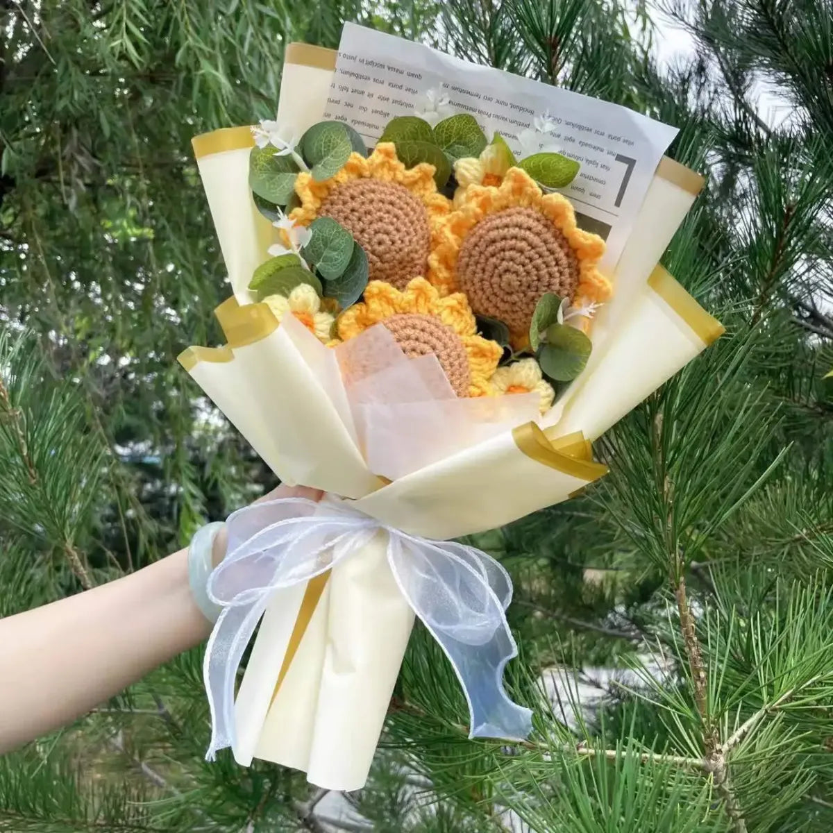 Crochet Sunflower Bouquet – Handmade Knit Gift for Birthday or Graduation - Best Sellers - Plushie - 1