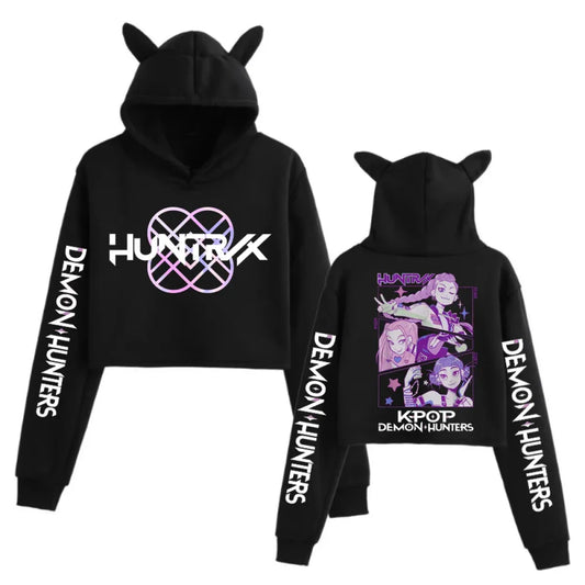 Kpop Demon Hunters Cat Ear Crop Hoodie - Best Sellers - Hooded - Hoodie - 2