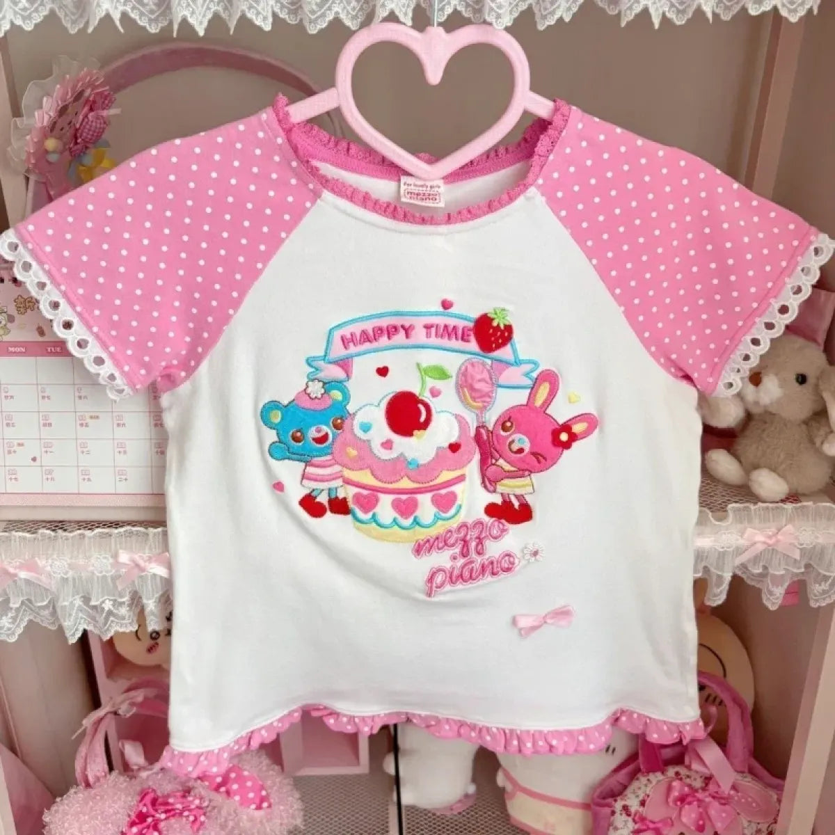 Happy Time Kawaii Ruffle Cartoon Crop Tee - Best Sellers - Crop Top - 1
