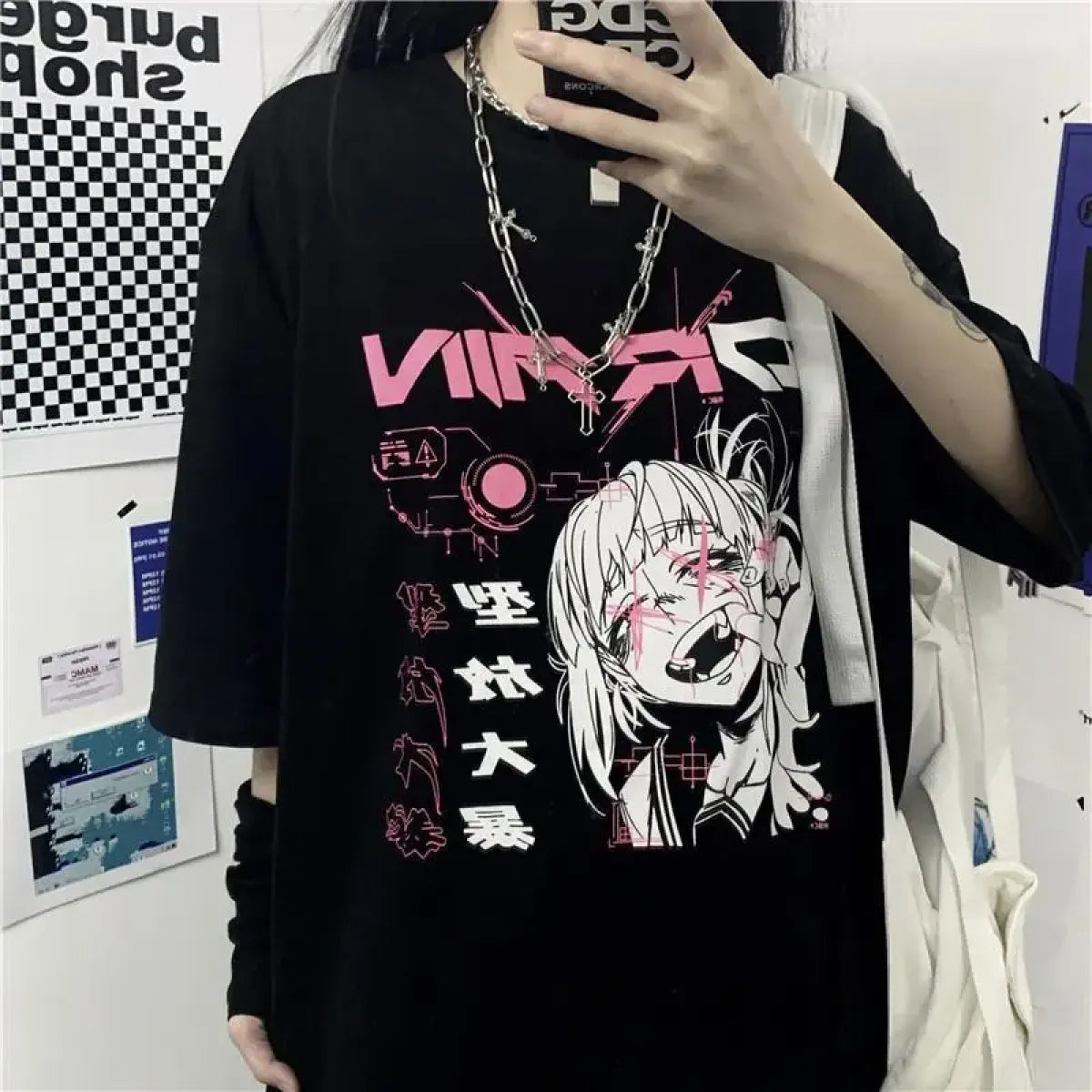 Cyber Pop Fantasy Tee – Vibrant Neon Anime Streetwear Shirt - Anime - 7