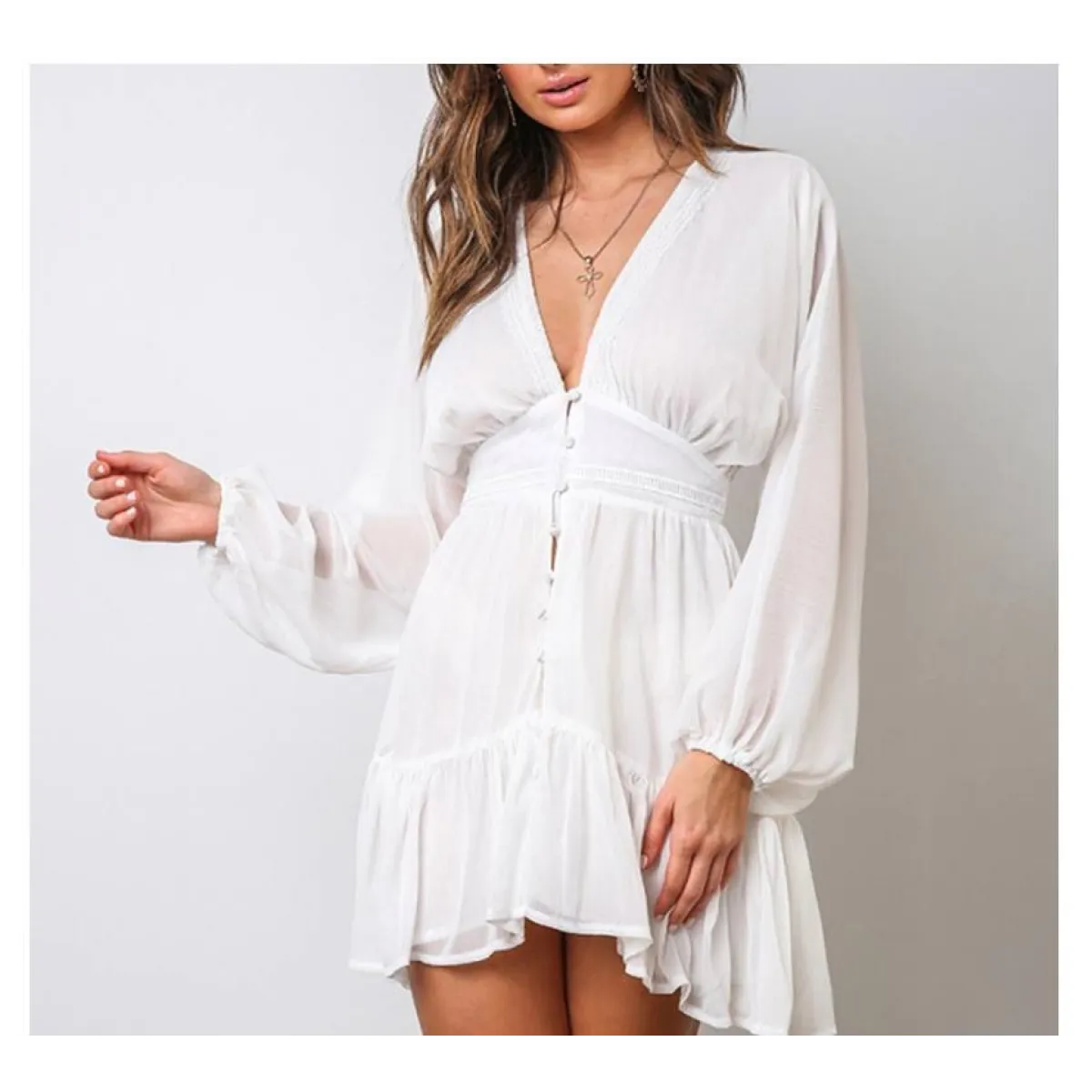 Deep-V Mini Dress - All Dresses - 1
