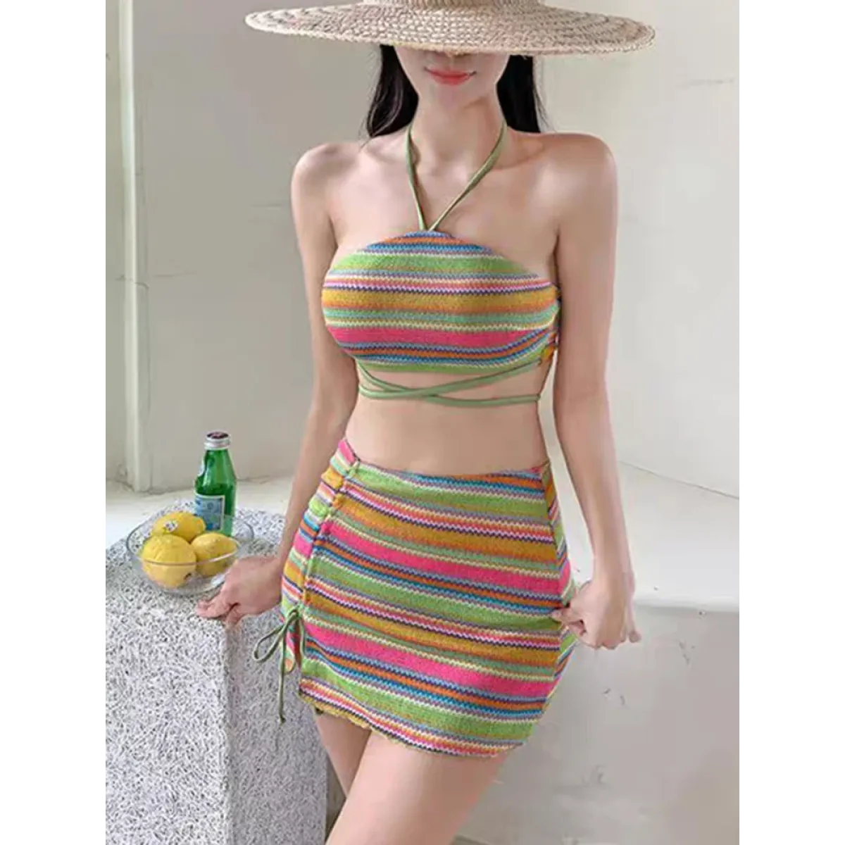 Bikini Set – High Waist Drawstring Skirt Korean Spice Style - Best Sellers - Swimwear - 1