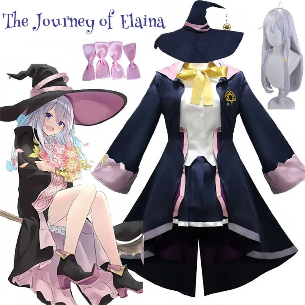 The Journey of Elaina Cosplay Costume - Witch Hat Wig Party Dress - Accessories - Long - Cosplay - 1