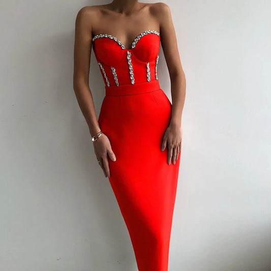 Elegant Beading Party Midi Dress - All Dresses - 18