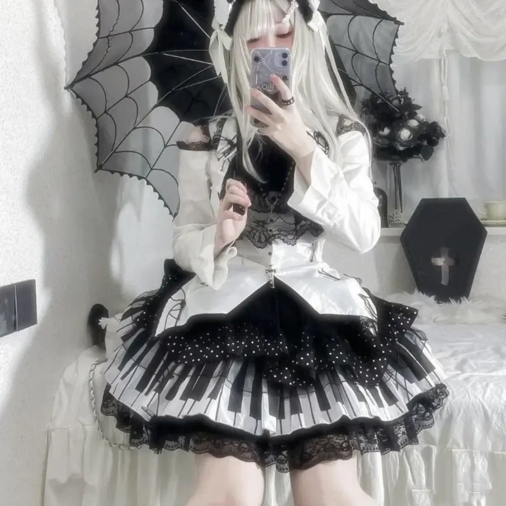 Harajuku Gothic Lolita Lace Skirt – Y2K Punk Fairy Grunge Kawaii - Best Sellers - Skirts - 1