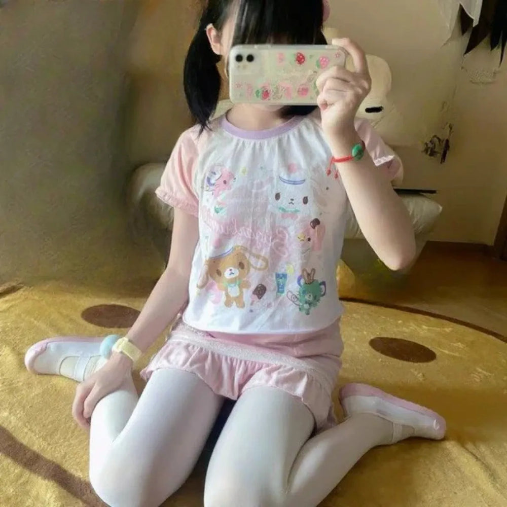 Kawaii Cartoon Print Short Sleeve Shirt - Best Sellers - T-Shirts - 1