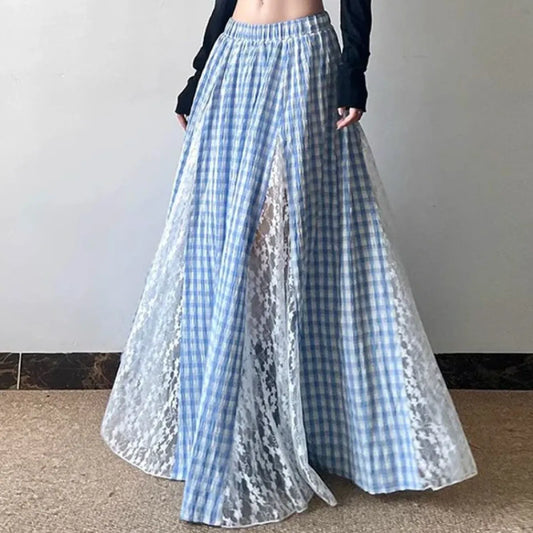 Fairycore Lace Plaid Long Skirt - Best Sellers - Skirts - 7