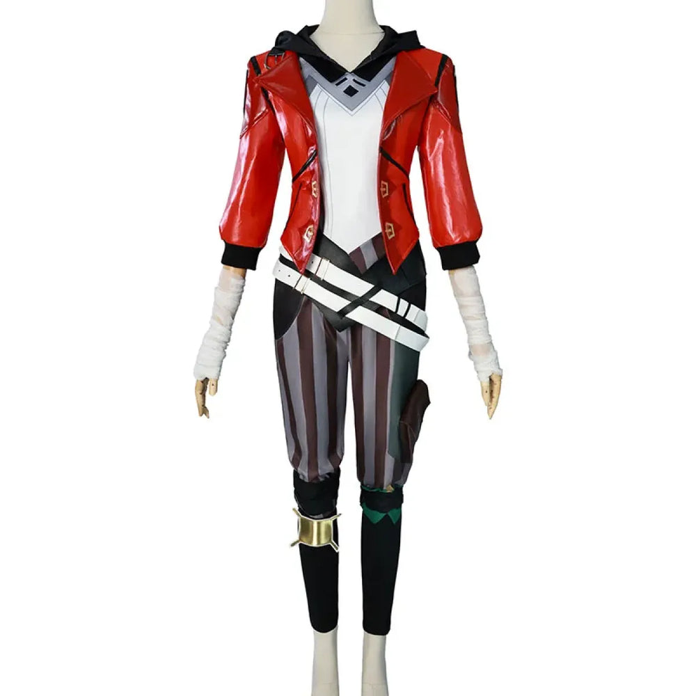 Vi Arcane Cosplay Costume Set with Red Faux Leather Jacket - Best Sellers - Cosplay - 1
