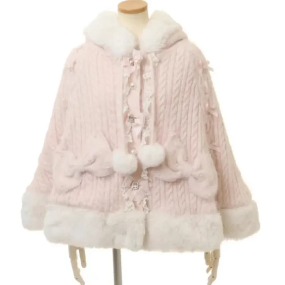 Sweet Princess Faux Fur Hooded Cape Coat - Best Sellers - Jacket - 1