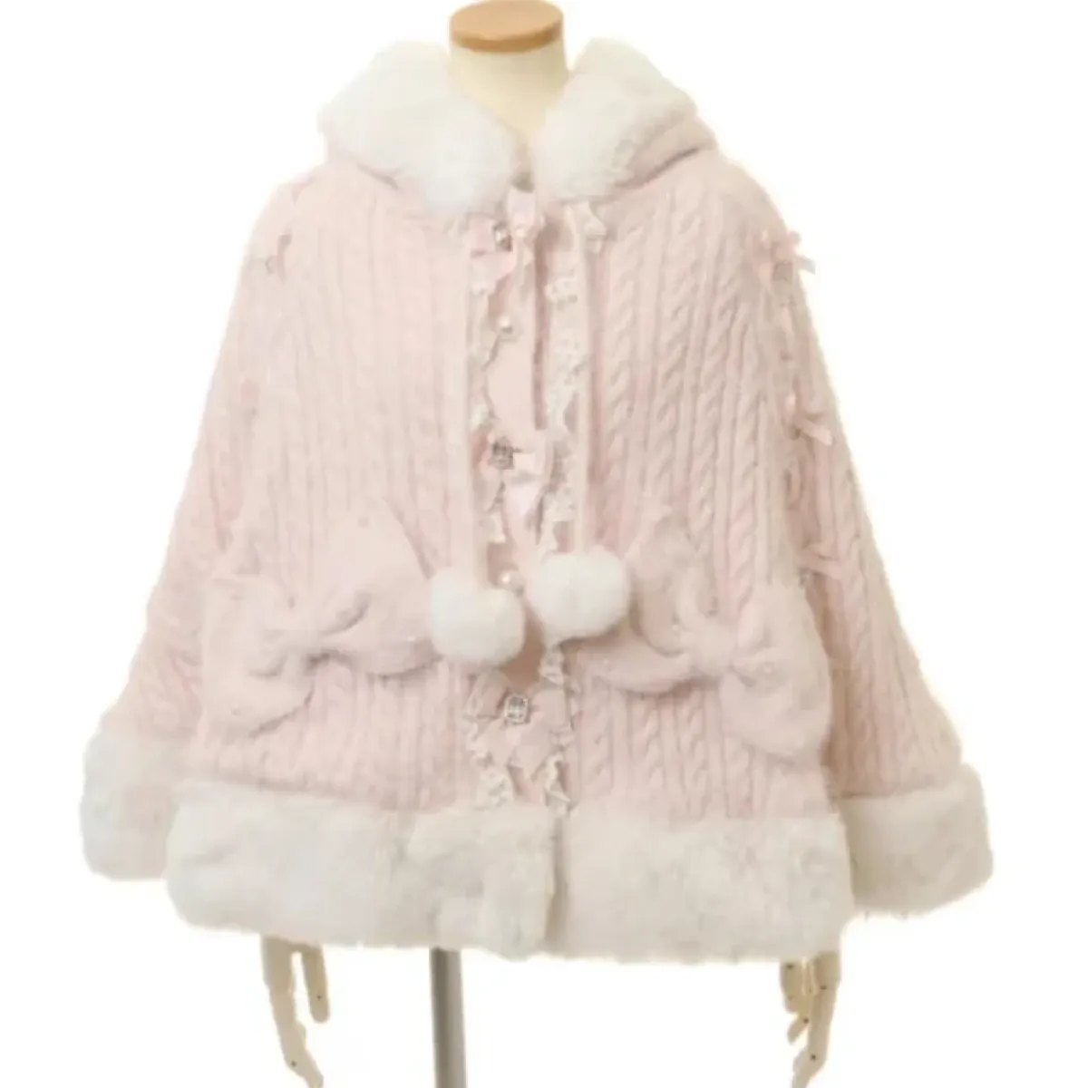 Sweet Princess Faux Fur Hooded Cape Coat - Best Sellers - Jacket - 1