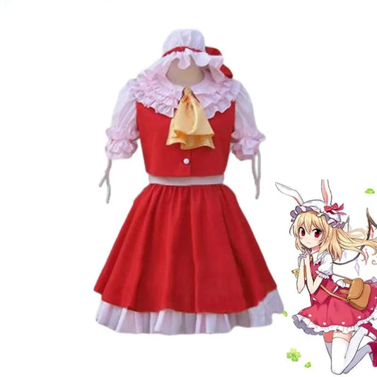 Flandre Scarlet Red Lolita Cosplay Dress Set - All Dresses - Cosplay - 1