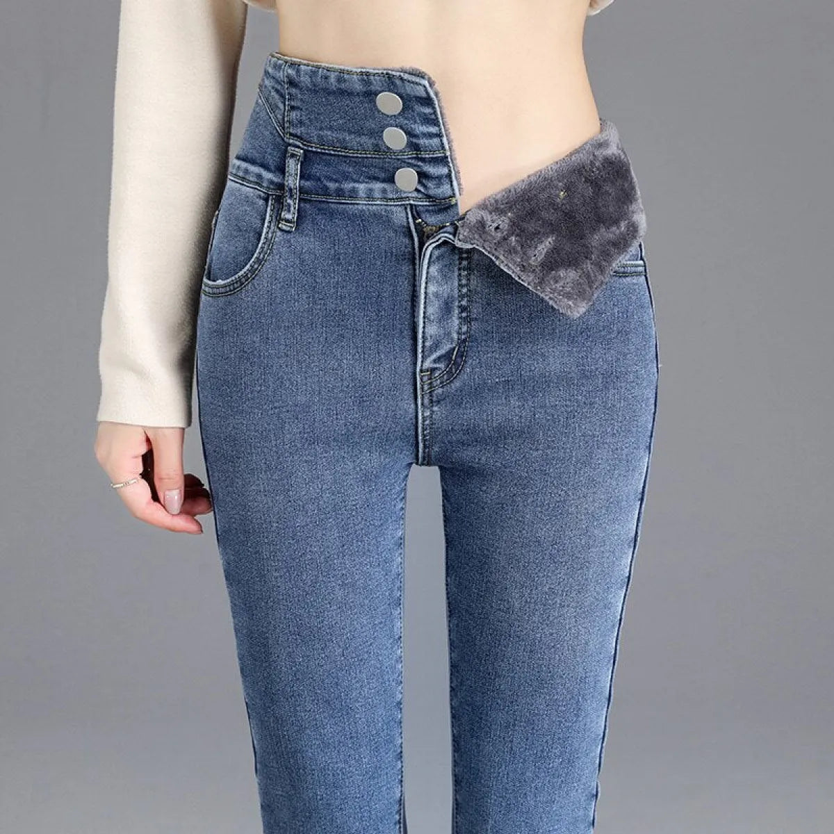 Thick Fleece High-waist Skinny Jeans - Best Sellers - 36
