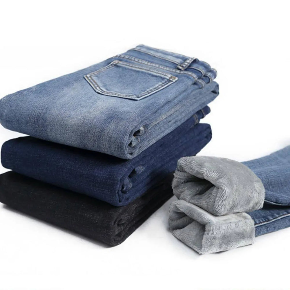 Thick Fleece-Lined High Waist Jeans - Best Sellers - 1