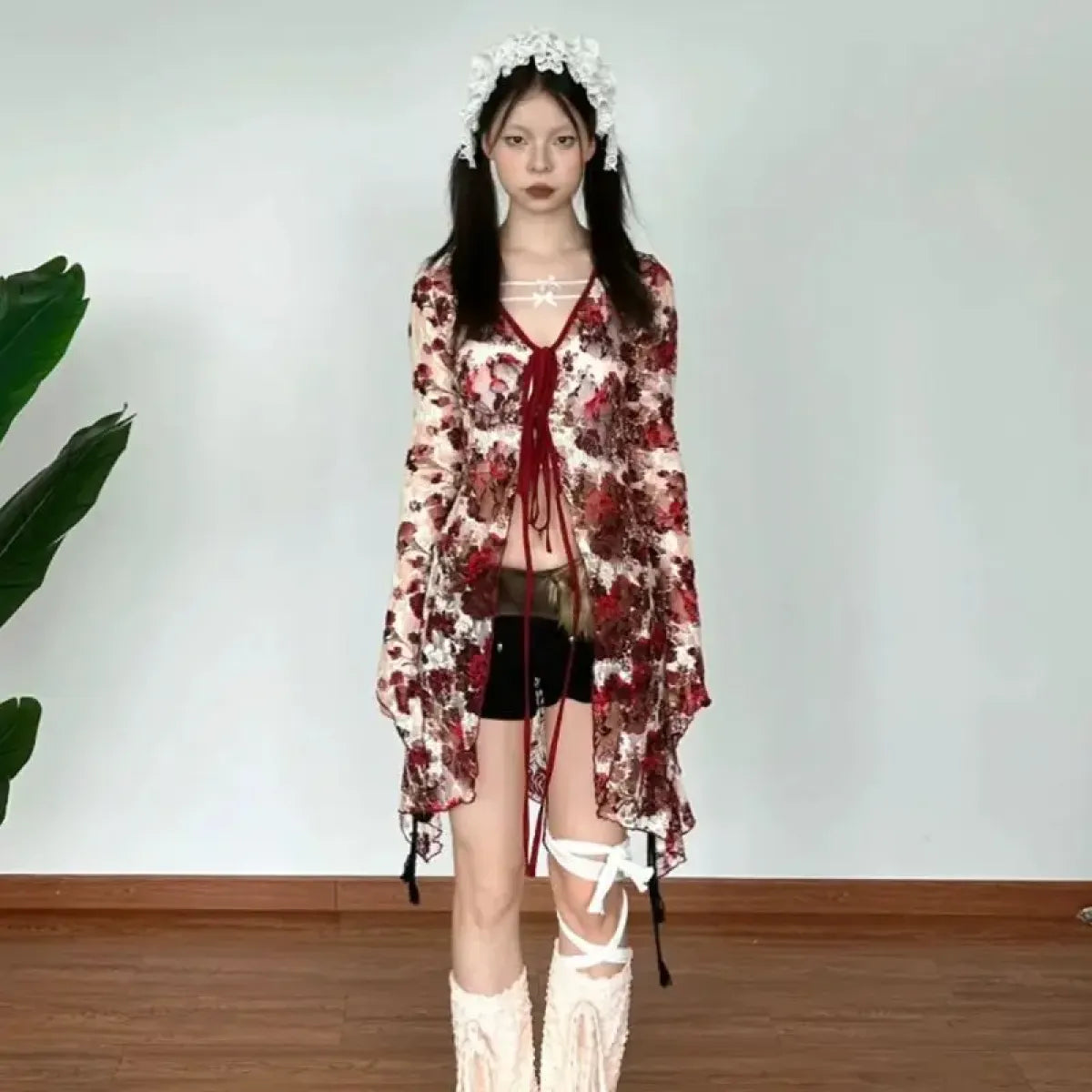 Floral Fairycore Flare Sleeve Blouse - Best Sellers - Shirts & Blouses - 1