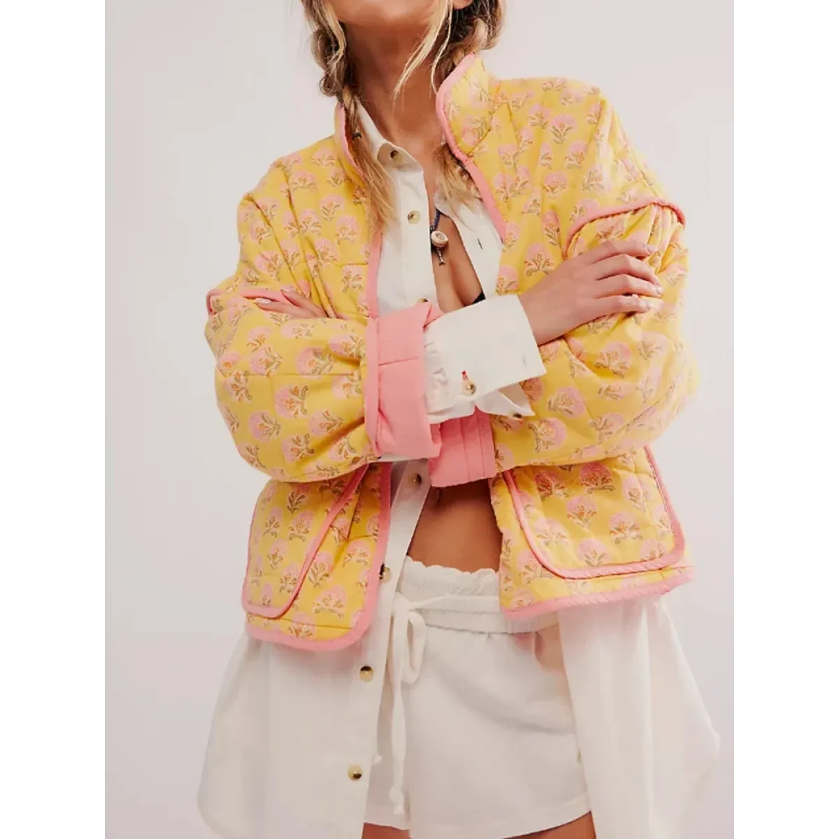 Floral Print Quilted Cotton Jacket - Best Sellers - Jacket - 1