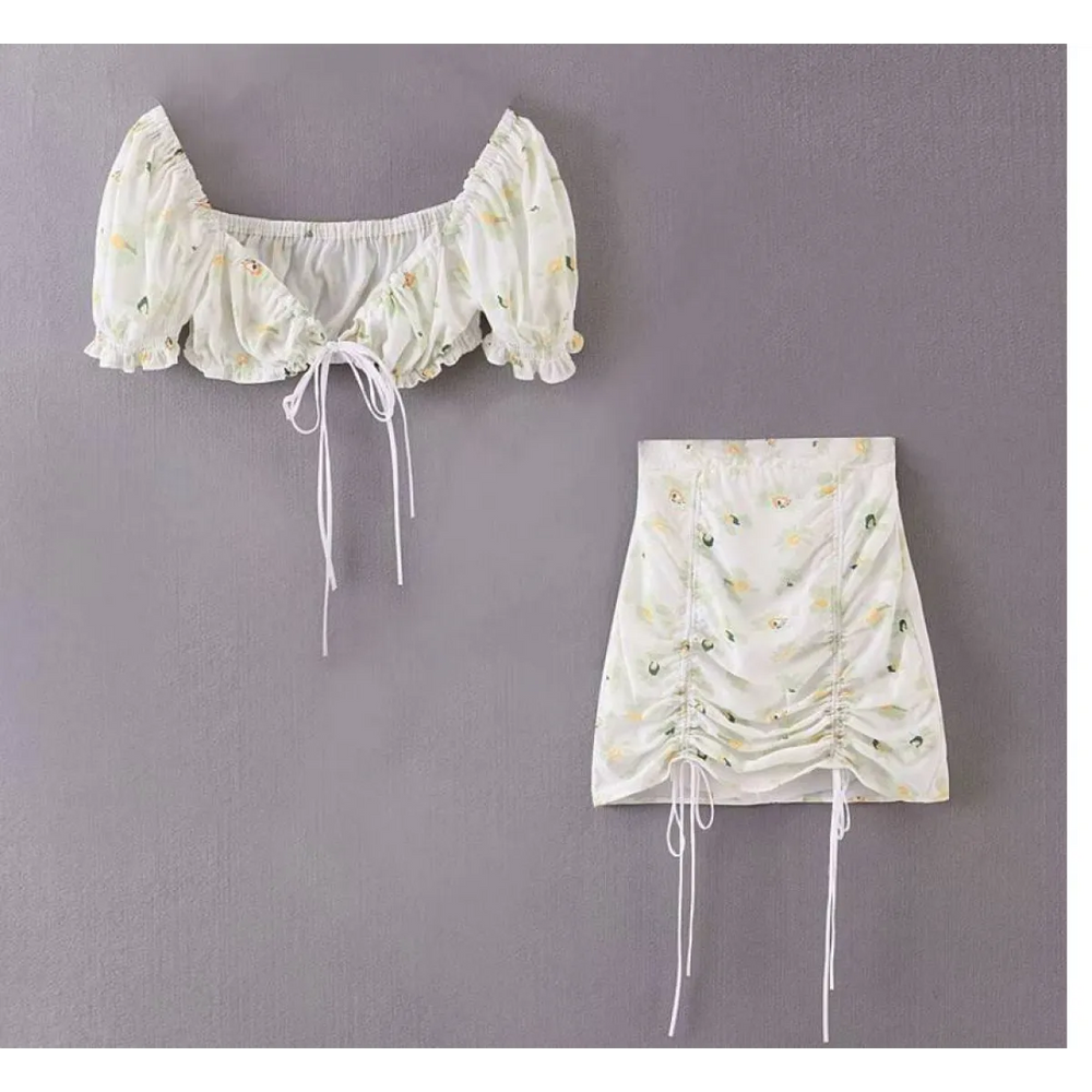 Women’s Floral Printed Chiffon Crop Top - Best Sellers - 1