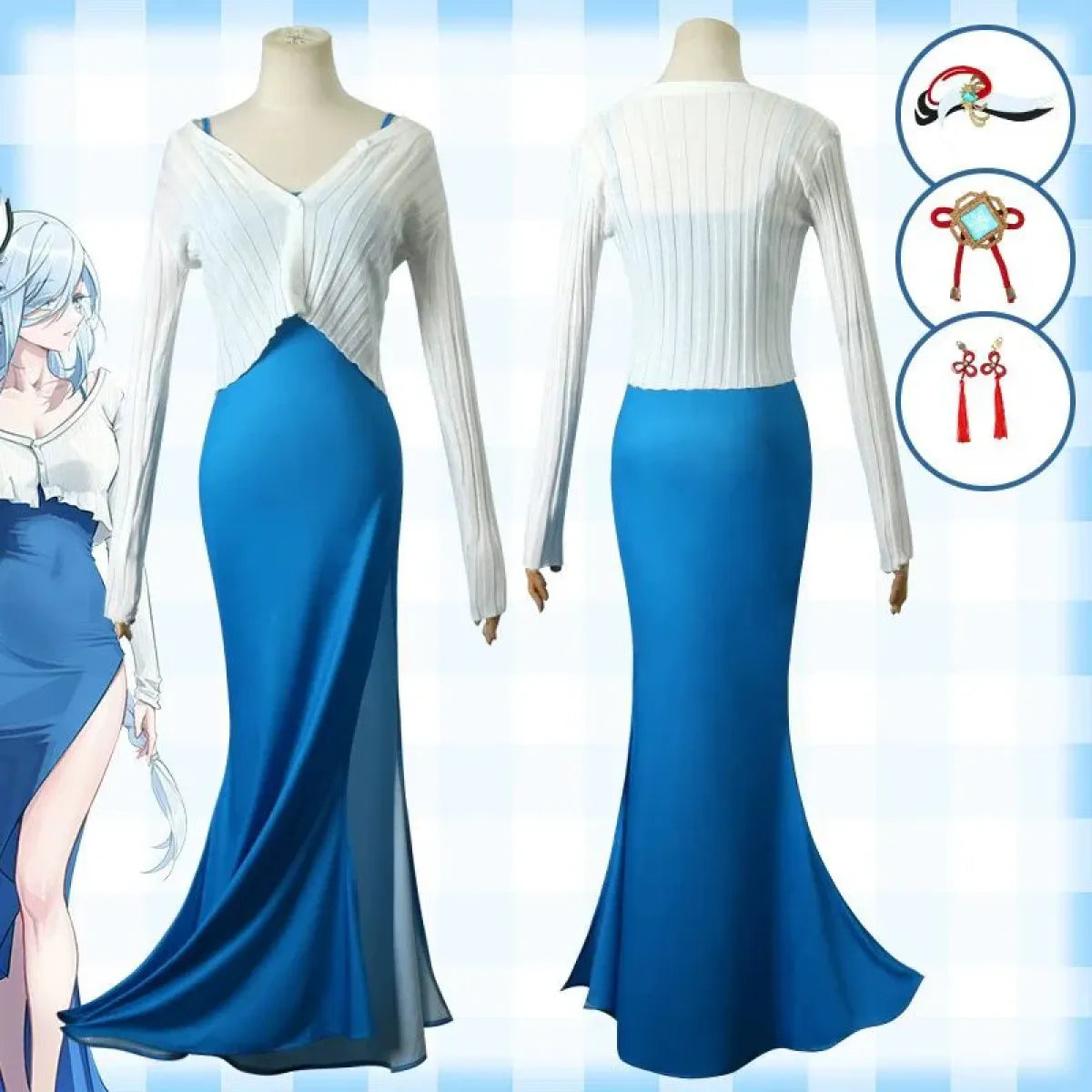 Shenhe Genshin Impact Cosplay Costume Dress Set - All Dresses - Cosplay - 1
