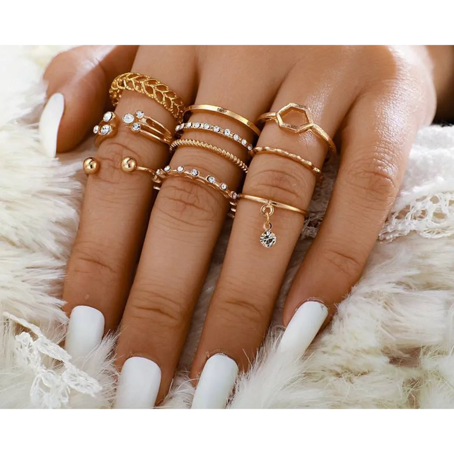 Geometric Patterned Rings Set - Accessories - 1