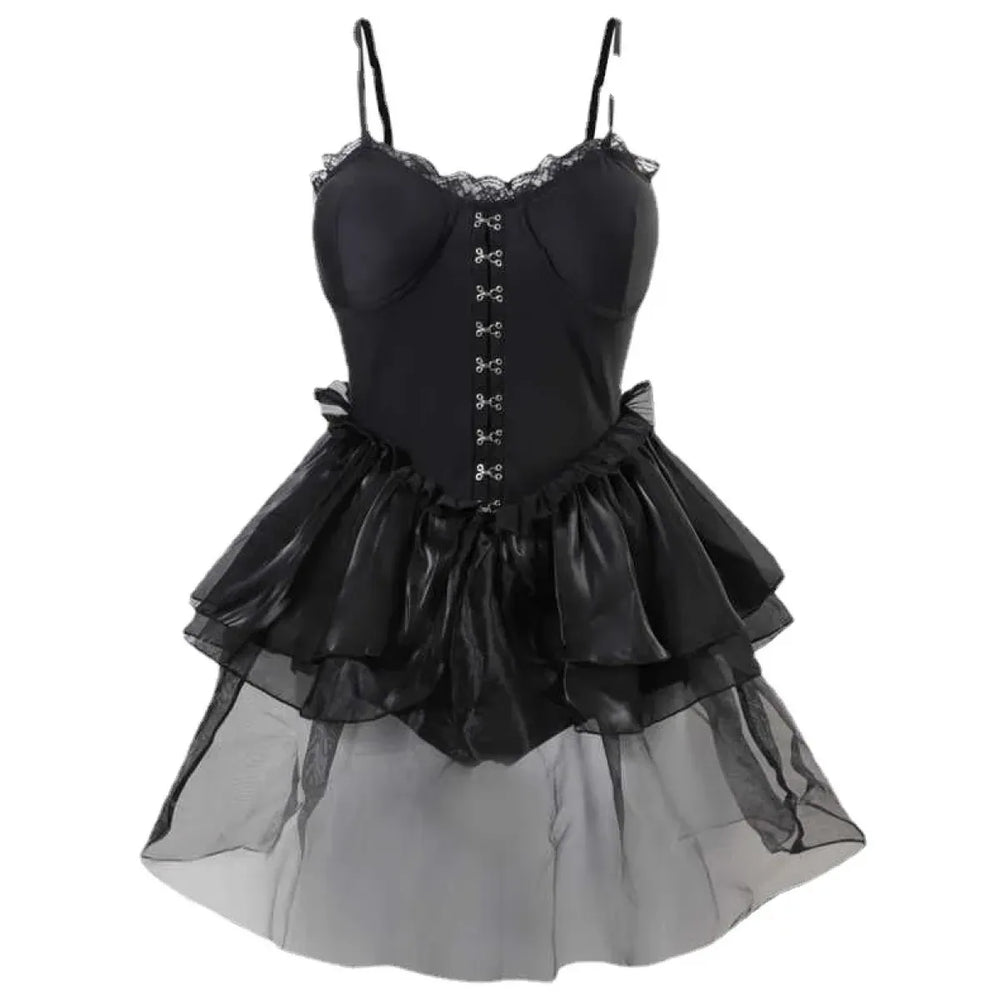 Lace One Piece Swimsuit – Gothic Corset Mini Dress Style - All Dresses - Sleeveless - Swimwear - 1
