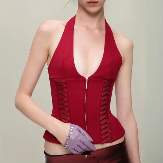 Gothic Halter Corset Top - Best Sellers - Tops - 1
