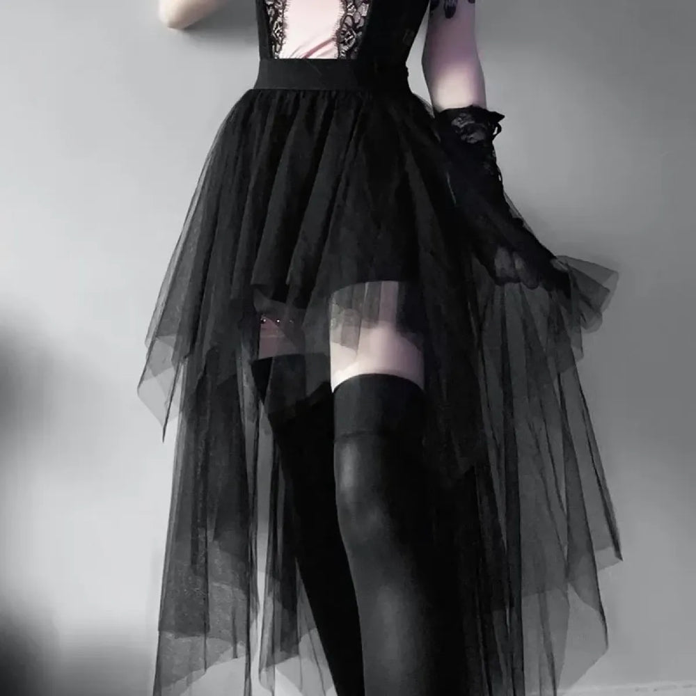 Gothic Harajuku Irregular Tulle Skirt – Y2K High Waist Layered Skirt - Best Sellers - Skirts - 1