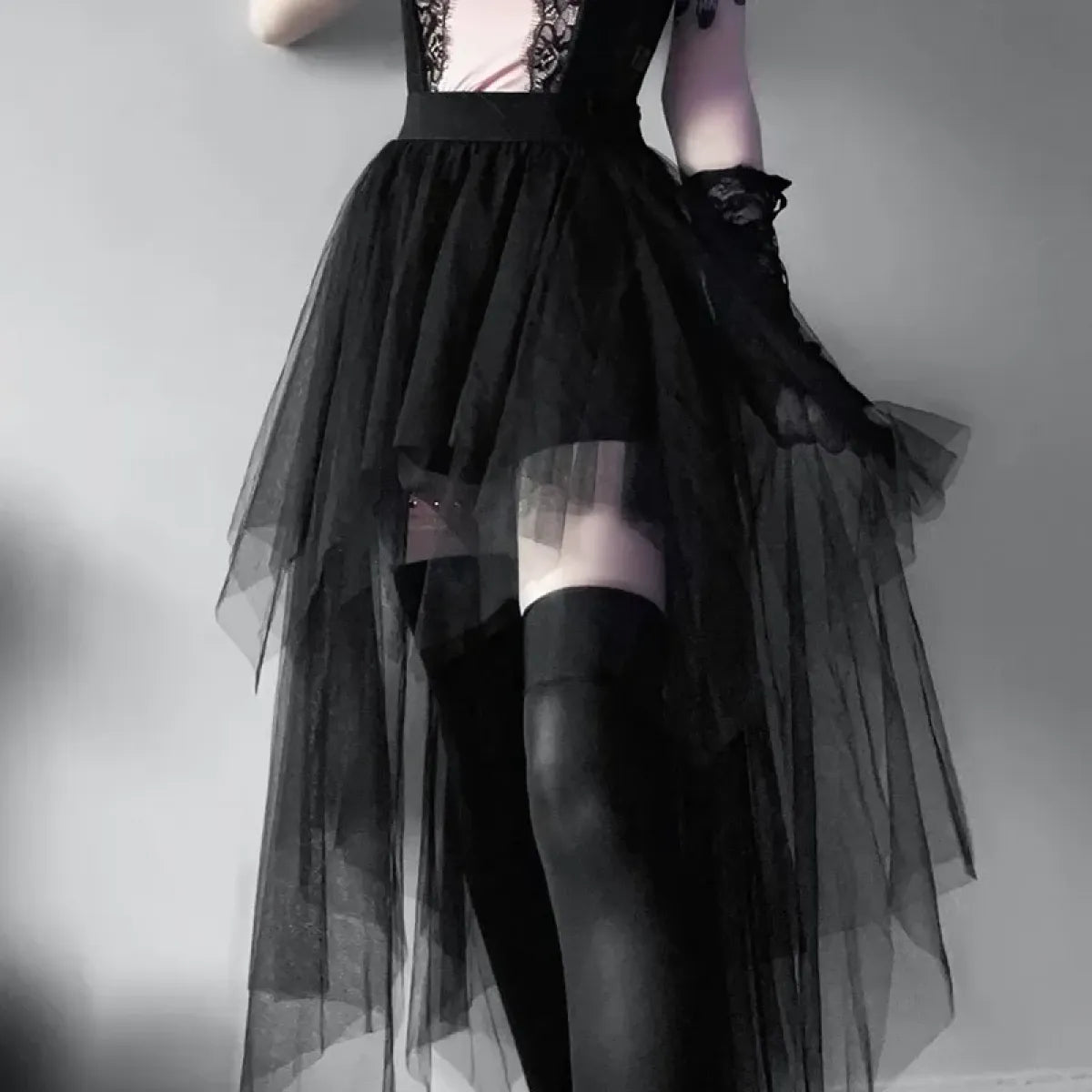 Gothic Harajuku Irregular Tulle Skirt – Y2K High Waist Layered Skirt - Best Sellers - Skirts - 1