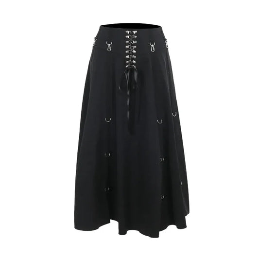 Gothic High Waist Ruffle Skirt – Punk Grunge Corset A-Line Skirt - Best Sellers - Skirts - 8
