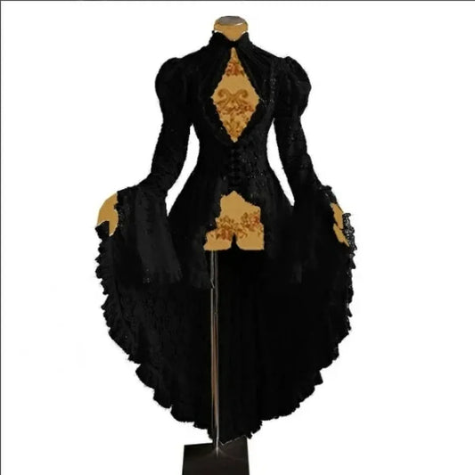 Gothic Lace Renaissance Dress – Vintage Medieval Cosplay - All Dresses - Long - Cosplay - 8