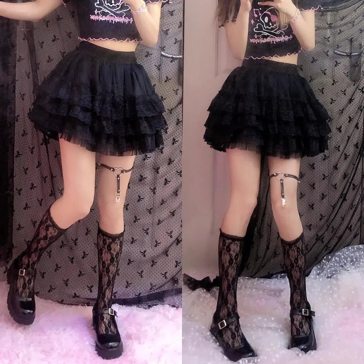 Gothic Lace Ruffle Skirt - Best Sellers - Skirts - 1