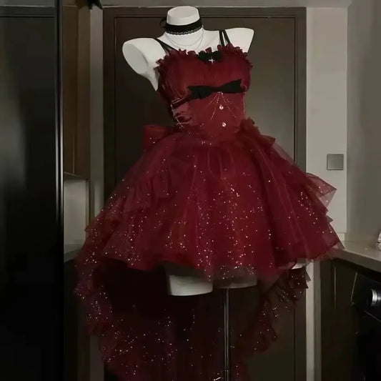 Fairy Ruffle Bow High-Low Gothic Lolita JSK Dress - All Dresses - Lolita Dress - 11